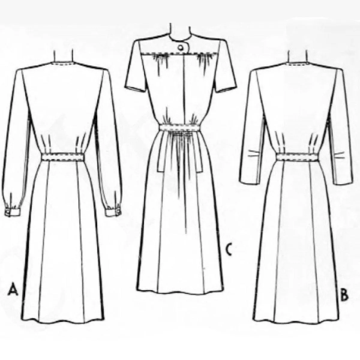 1940s Pattern, Picture Perfect Day Dresses - Bust 30" (76.2cm)