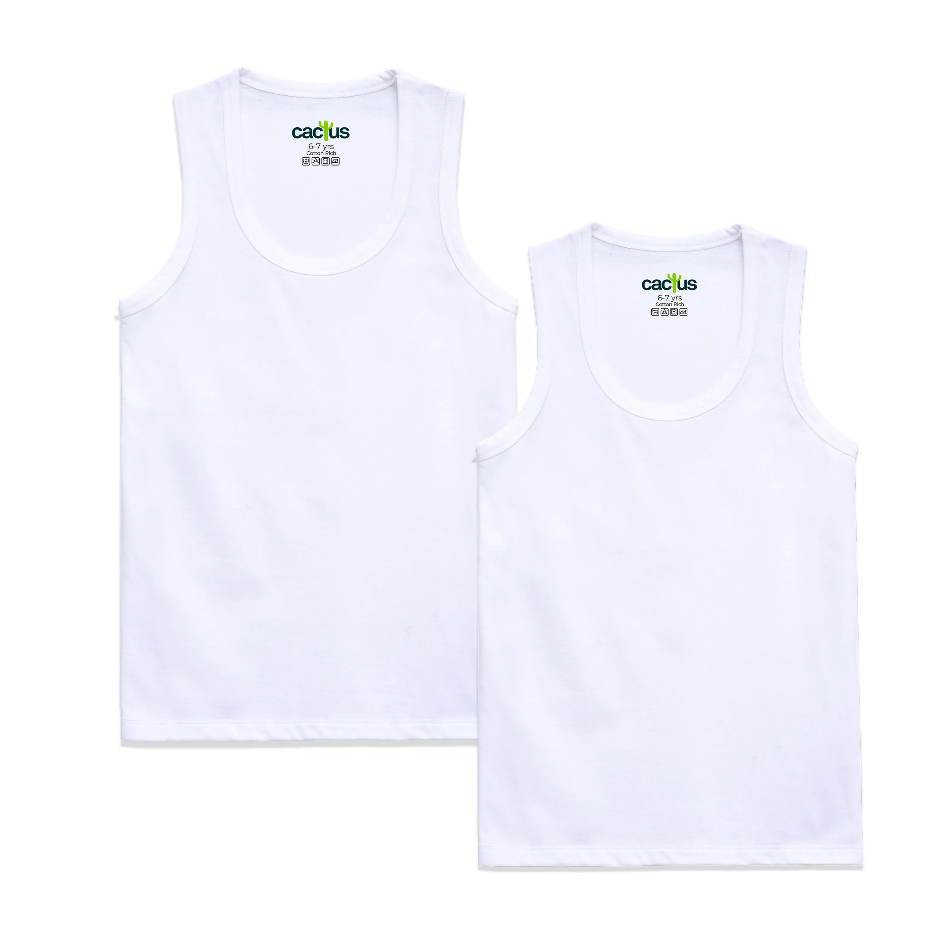 2pk Pure Cotton Vests