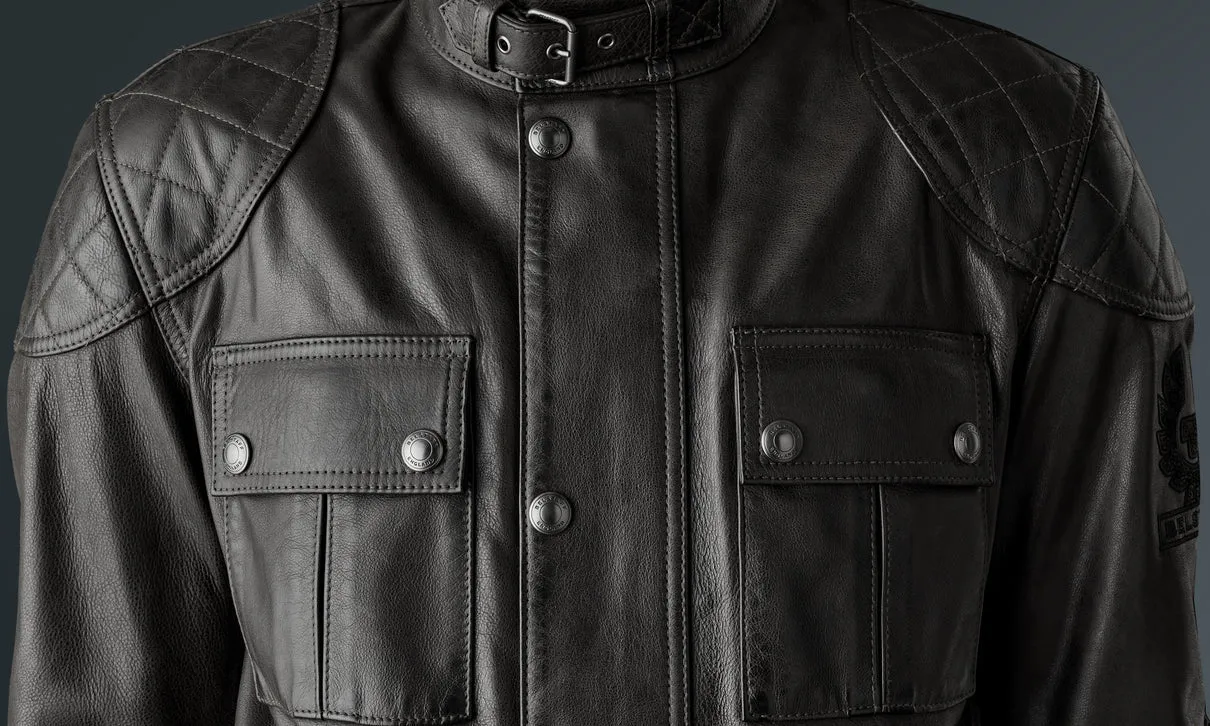 BELSTAFF BROOKLANDS LEATHER MOTORCYCLE JACKET - ANTIQUE BLACK