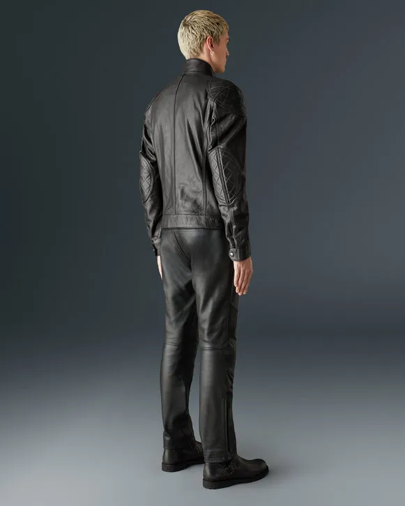 BELSTAFF BROOKLANDS LEATHER MOTORCYCLE JACKET - ANTIQUE BLACK