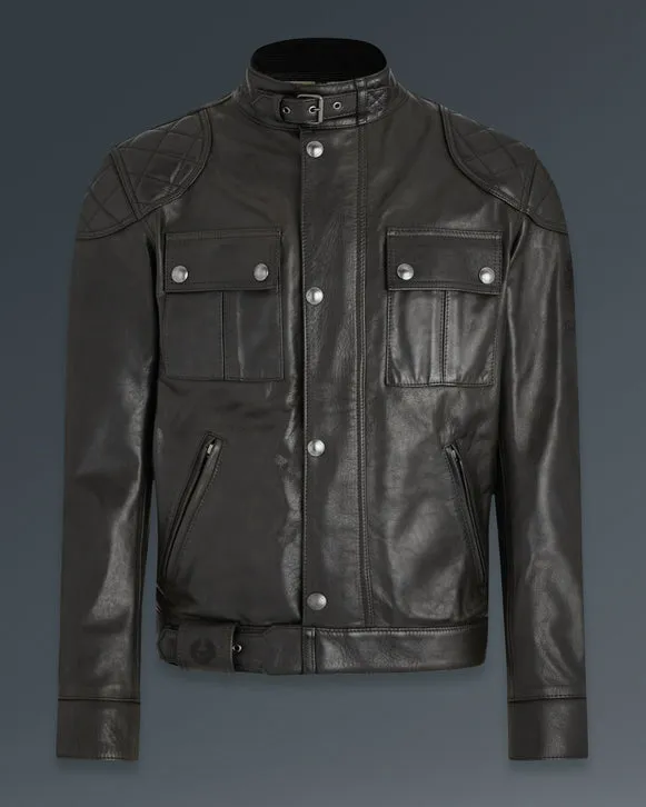 BELSTAFF BROOKLANDS LEATHER MOTORCYCLE JACKET - ANTIQUE BLACK