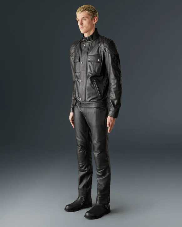 BELSTAFF BROOKLANDS LEATHER MOTORCYCLE JACKET - ANTIQUE BLACK
