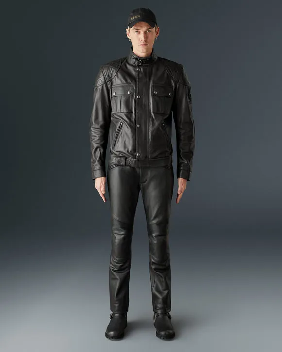 BELSTAFF BROOKLANDS LEATHER MOTORCYCLE JACKET - ANTIQUE BLACK