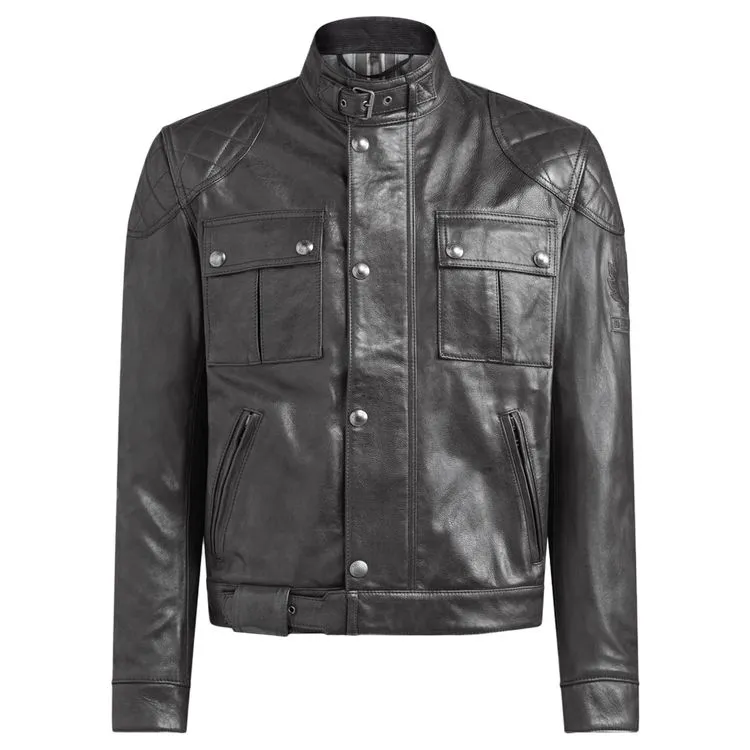 BELSTAFF BROOKLANDS LEATHER MOTORCYCLE JACKET - ANTIQUE BLACK