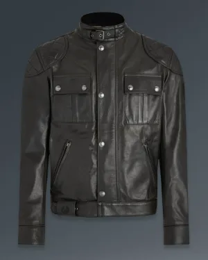 BELSTAFF BROOKLANDS LEATHER MOTORCYCLE JACKET - ANTIQUE BLACK