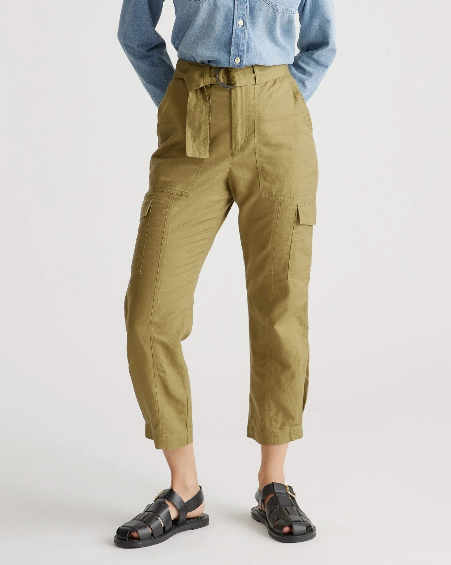 Cotton Linen Twill Cargo Pants