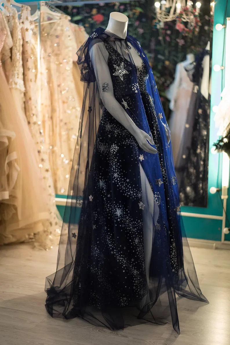Dark Navy Deep V Neck Sparkly Unique Prom Dress Gorgeous Evening Gowns #QWE035