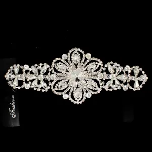 Diamante Motif Sew on Silver Luxury Rhinestone Bridal Jewellery Design-3