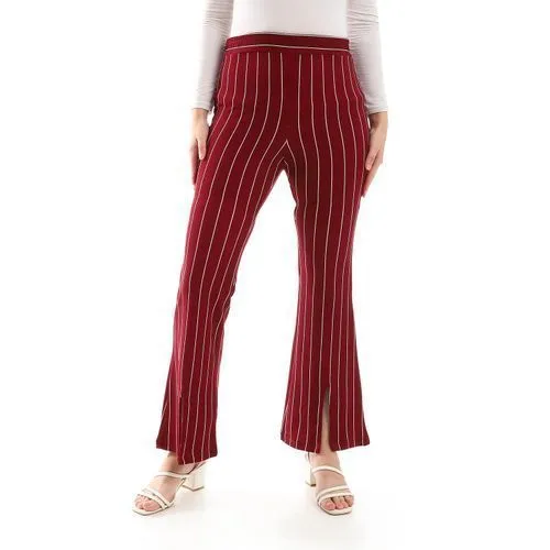Fashionable Pencil Stripes Slip On Flare Pants