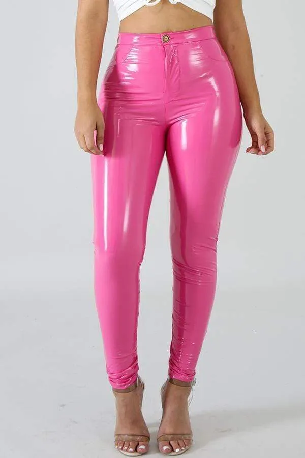 Fashionable PU Skinny Pants