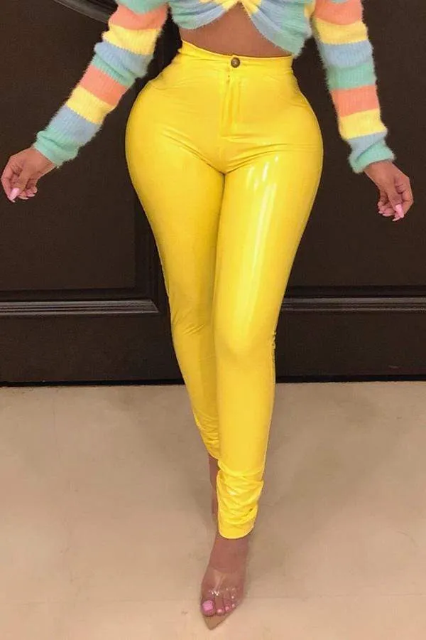 Fashionable PU Skinny Pants
