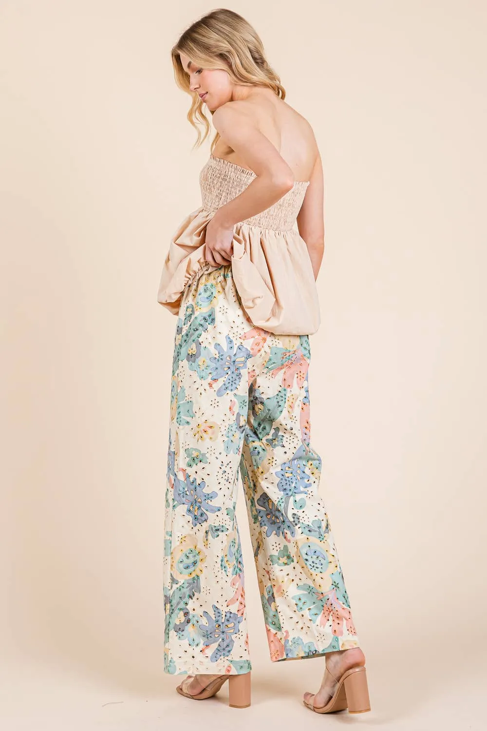 Floral Eyelet Lace Straight Leg Pant