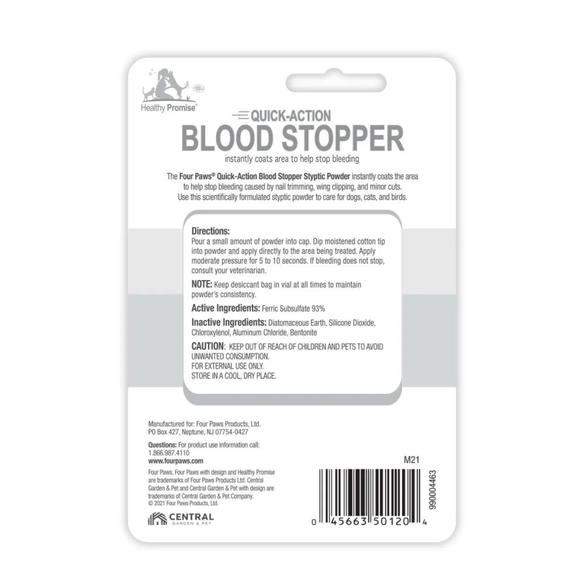 Four Paws Antiseptic Pet Blood Stopper Powder for Dogs, Cats, and Birds 0.5 Ounces