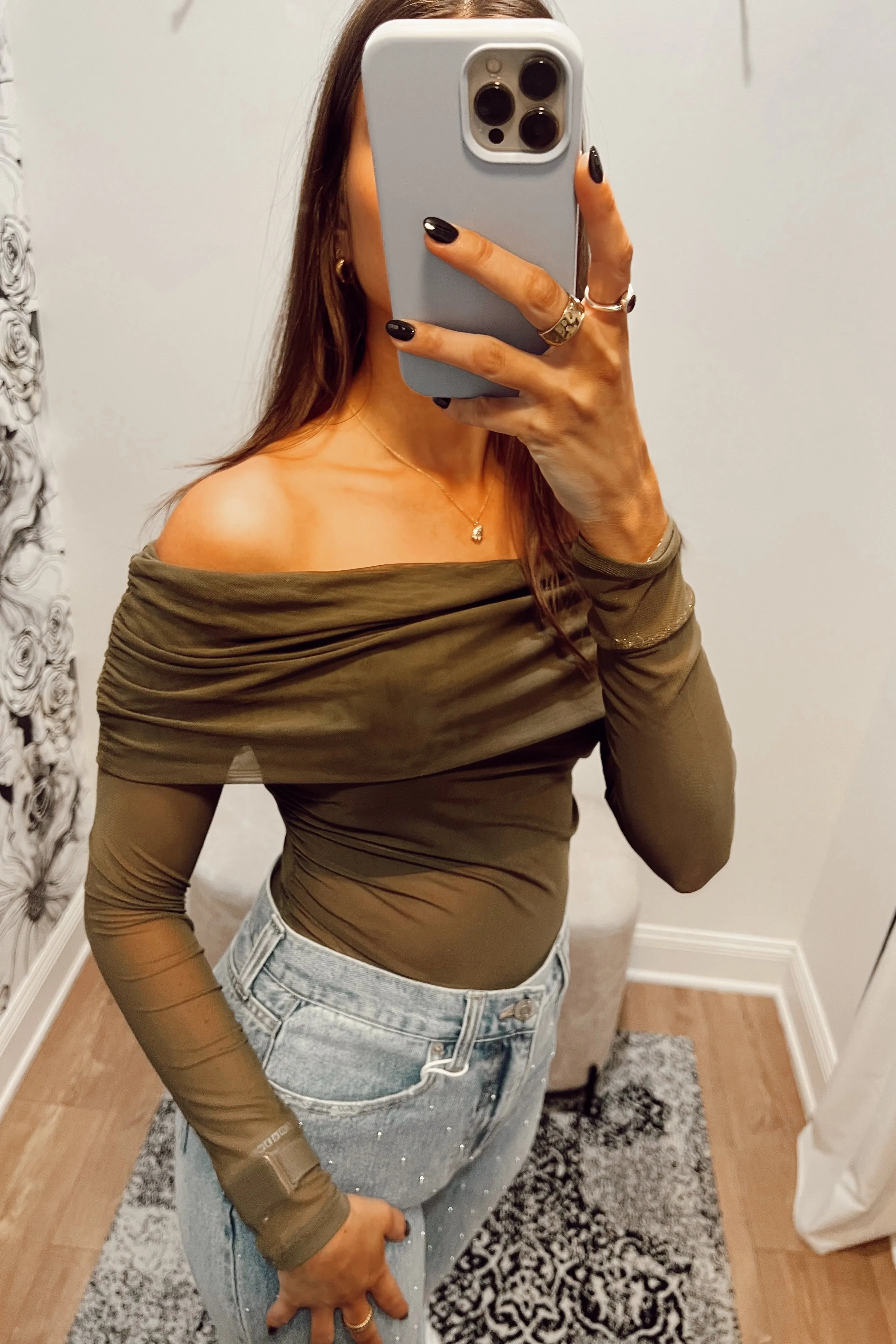 Gina off Shoulder Mesh Top