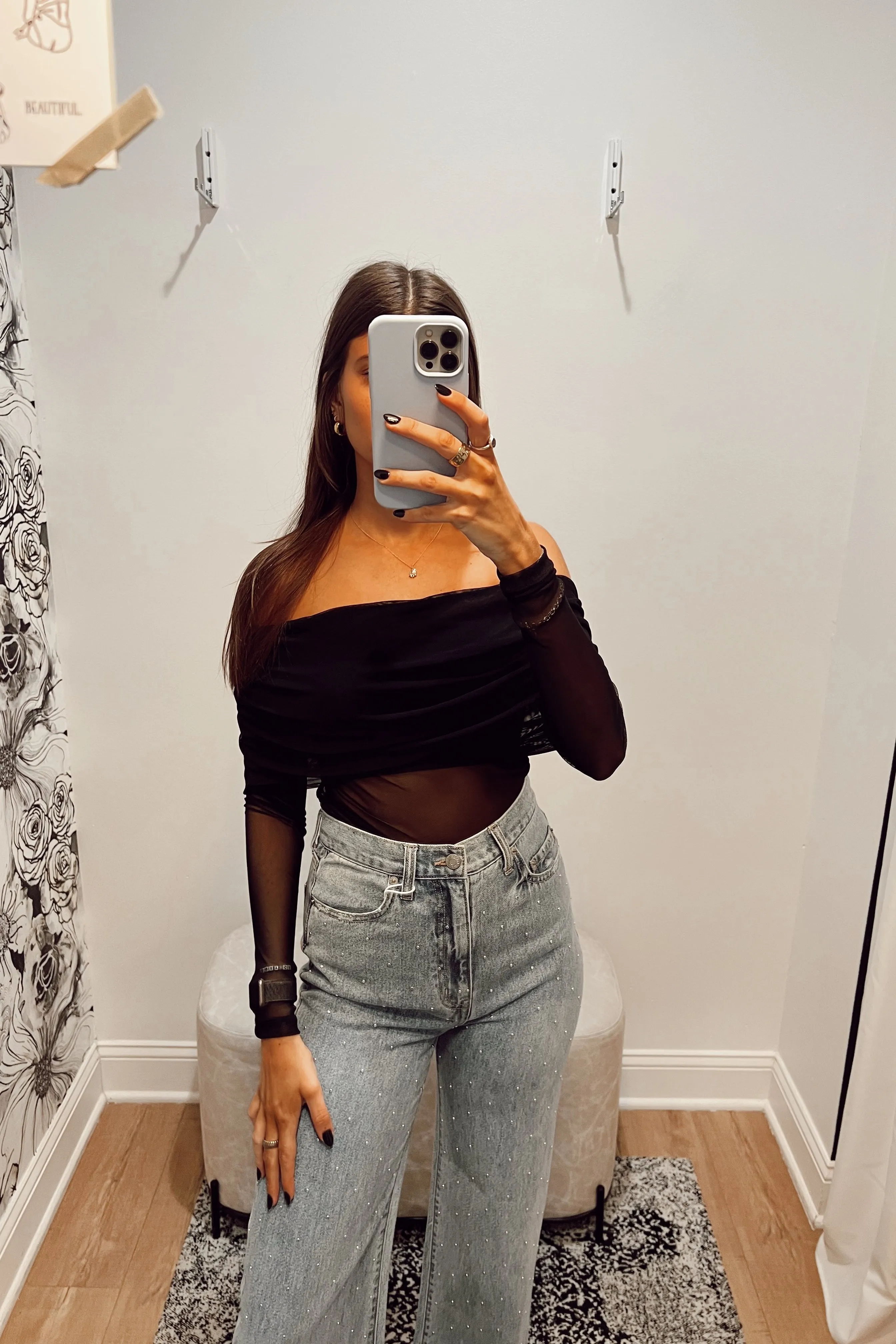 Gina off Shoulder Mesh Top
