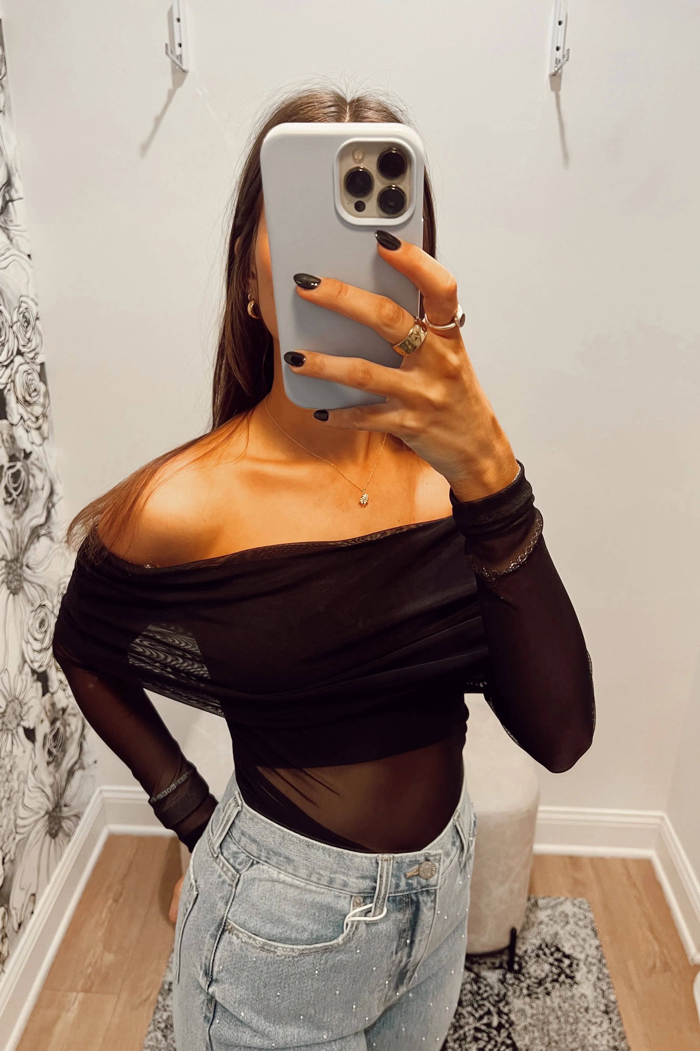 Gina off Shoulder Mesh Top