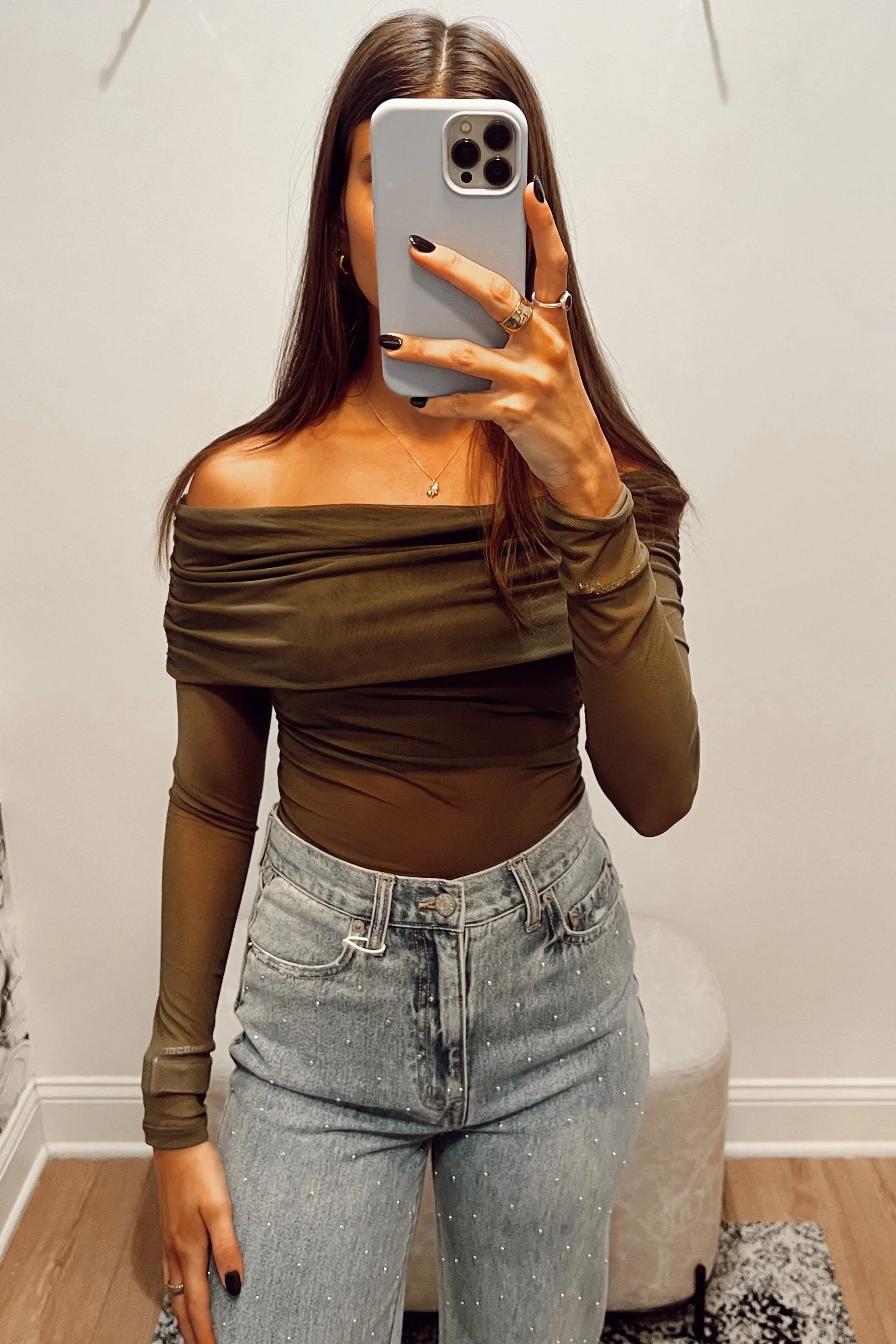 Gina off Shoulder Mesh Top