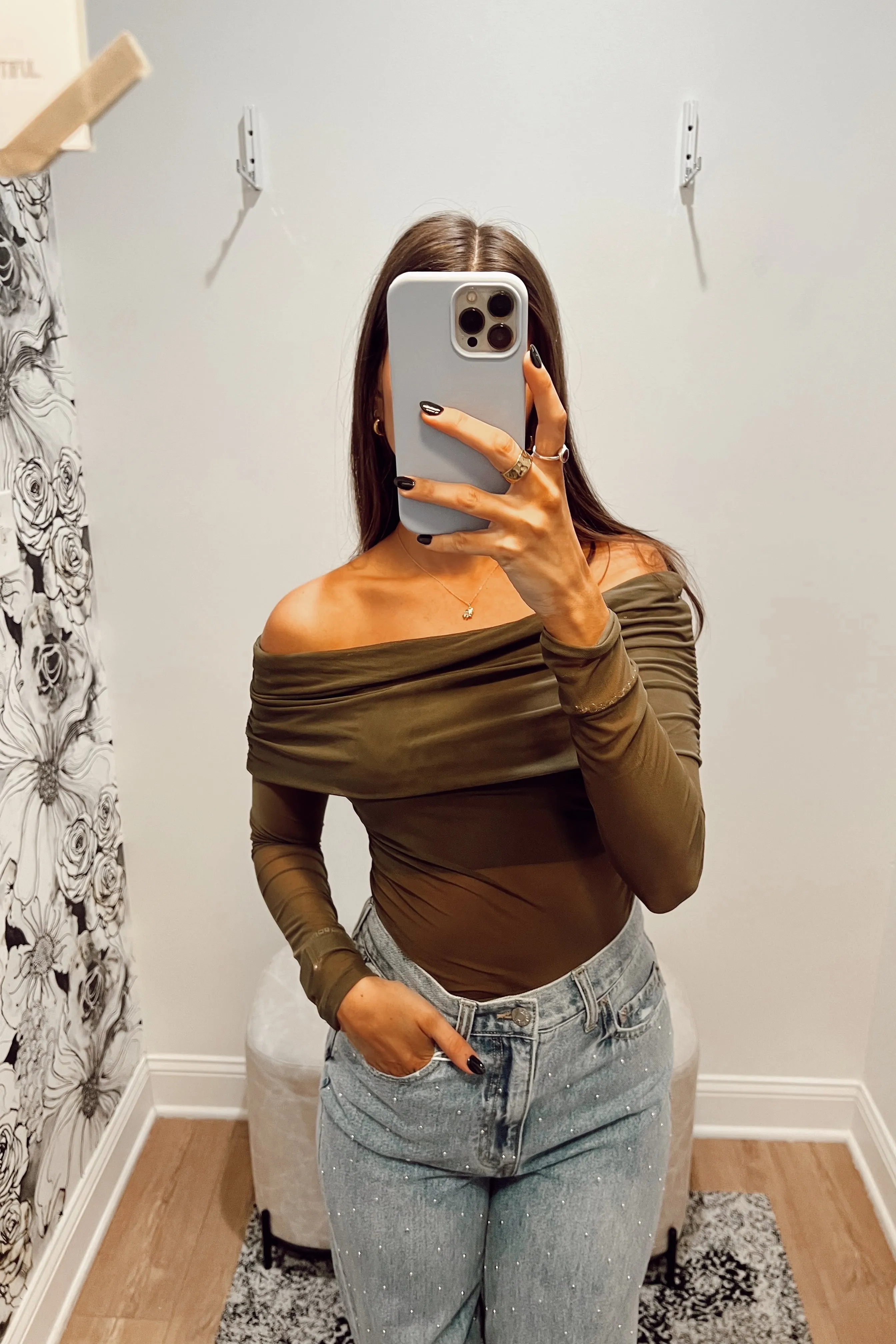 Gina off Shoulder Mesh Top