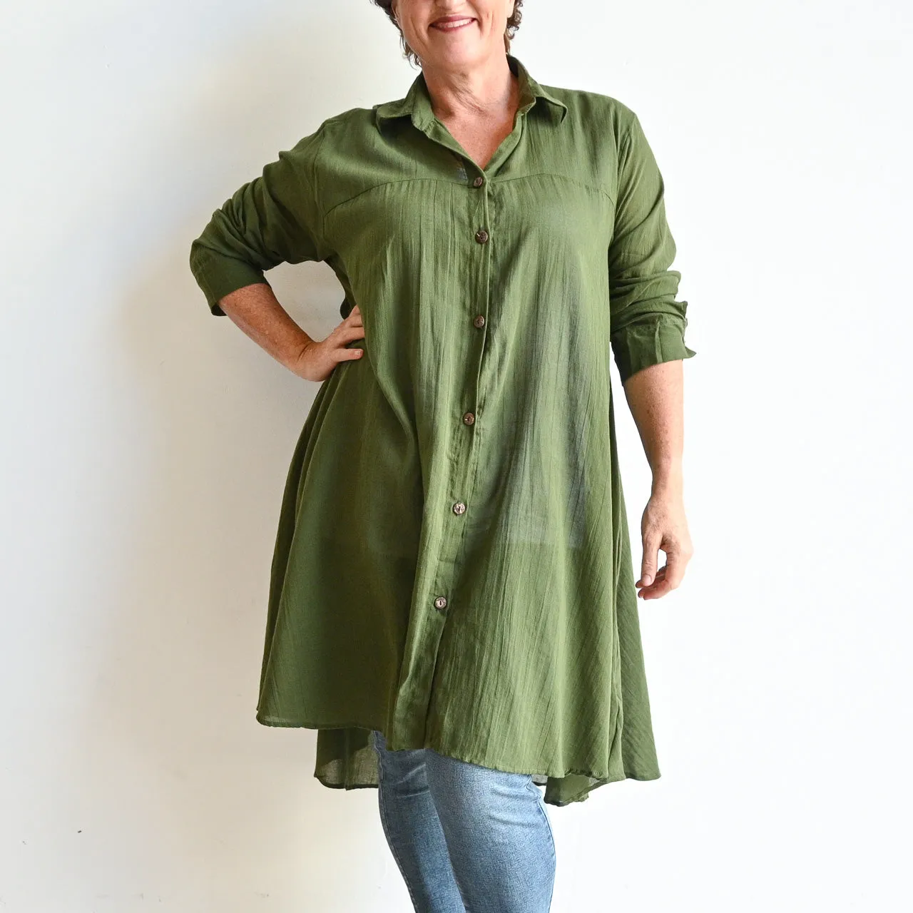 Gone Swishing Long Cotton Shirt