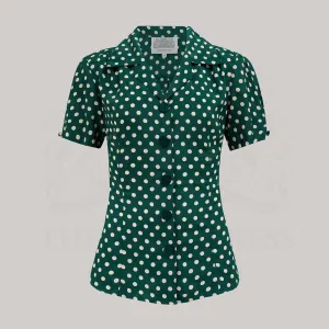 Grace Blouse in Green Polka