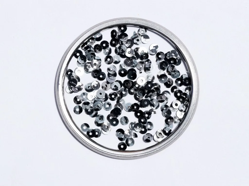 Gun Metal Gray Center Hole Circular Plastic Flat Sequins- 6mm(Wholesale)