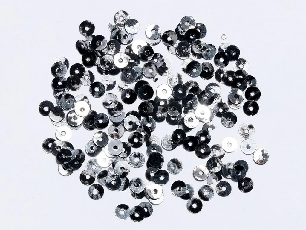 Gun Metal Gray Center Hole Circular Plastic Flat Sequins- 6mm(Wholesale)