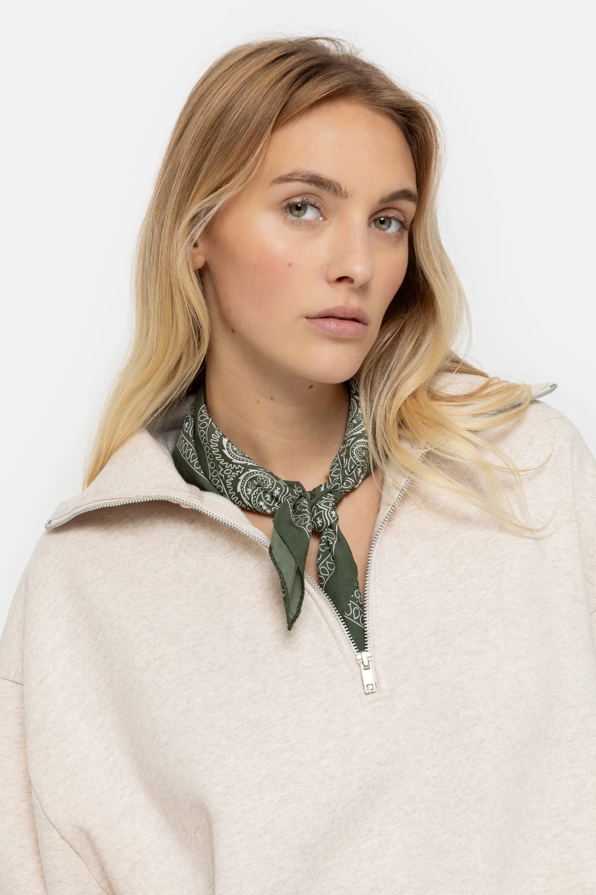 Iflower Oversized Sweatshirt with Zip | Marled Ivory