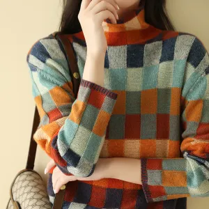 Ivyshape | Colourful Turtle-Neck Sweater