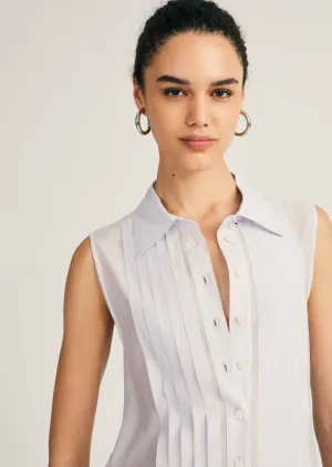 Janet Sleeveless Tuxedo Shirt - Periwinkle