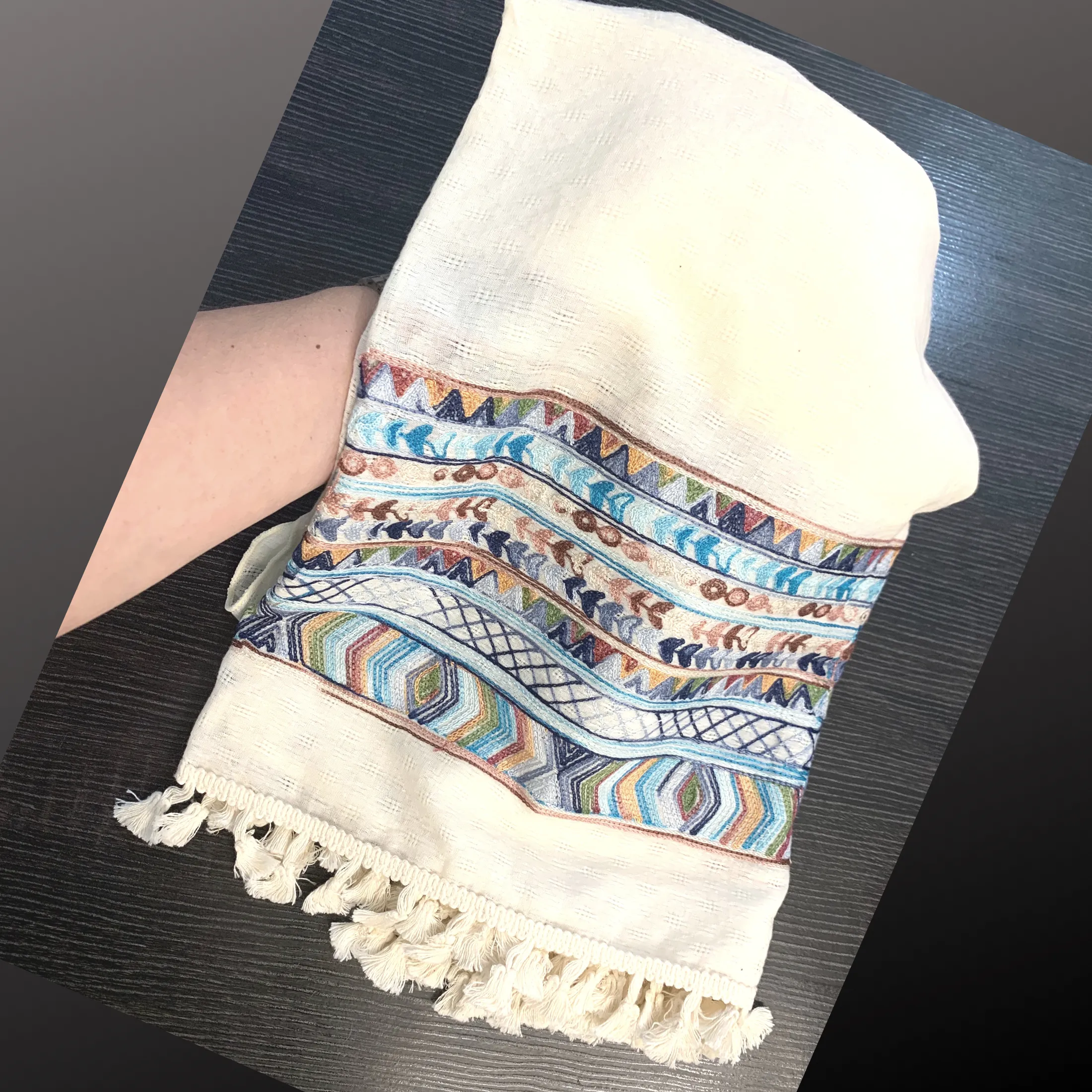 Kimono Embroidered Trim with Tassels