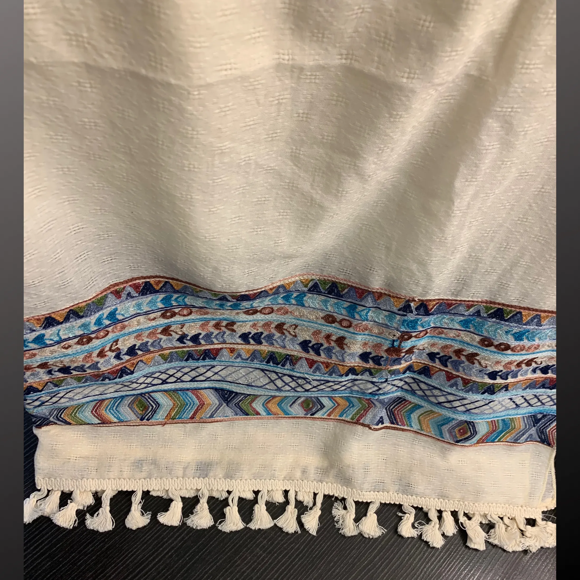 Kimono Embroidered Trim with Tassels