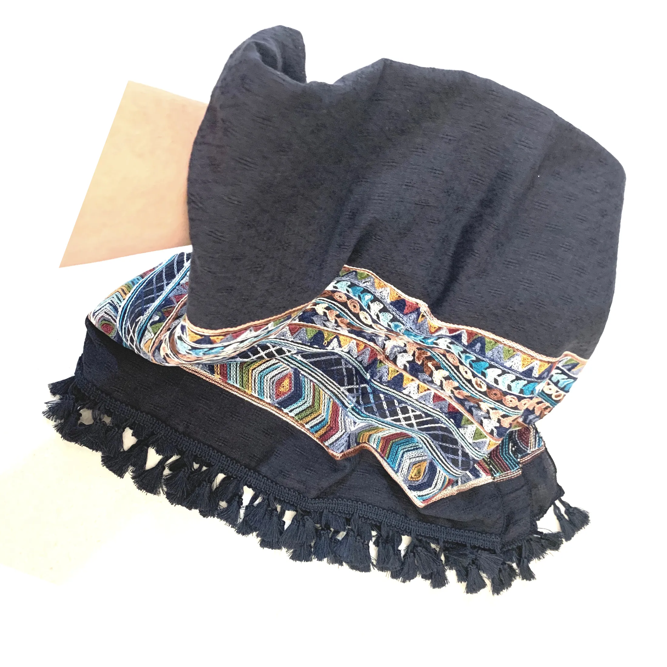 Kimono Embroidered Trim with Tassels