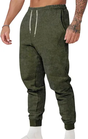 Mens Fleece Hiking Sweatpants Slim Stretchy Track Pants with Drawstring Closure for Casual Sports Athletic Jogging Activities