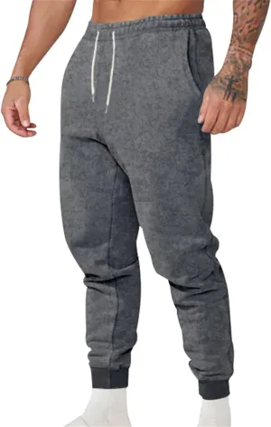 Mens Fleece Hiking Sweatpants Slim Stretchy Track Pants with Drawstring Closure for Casual Sports Athletic Jogging Activities
