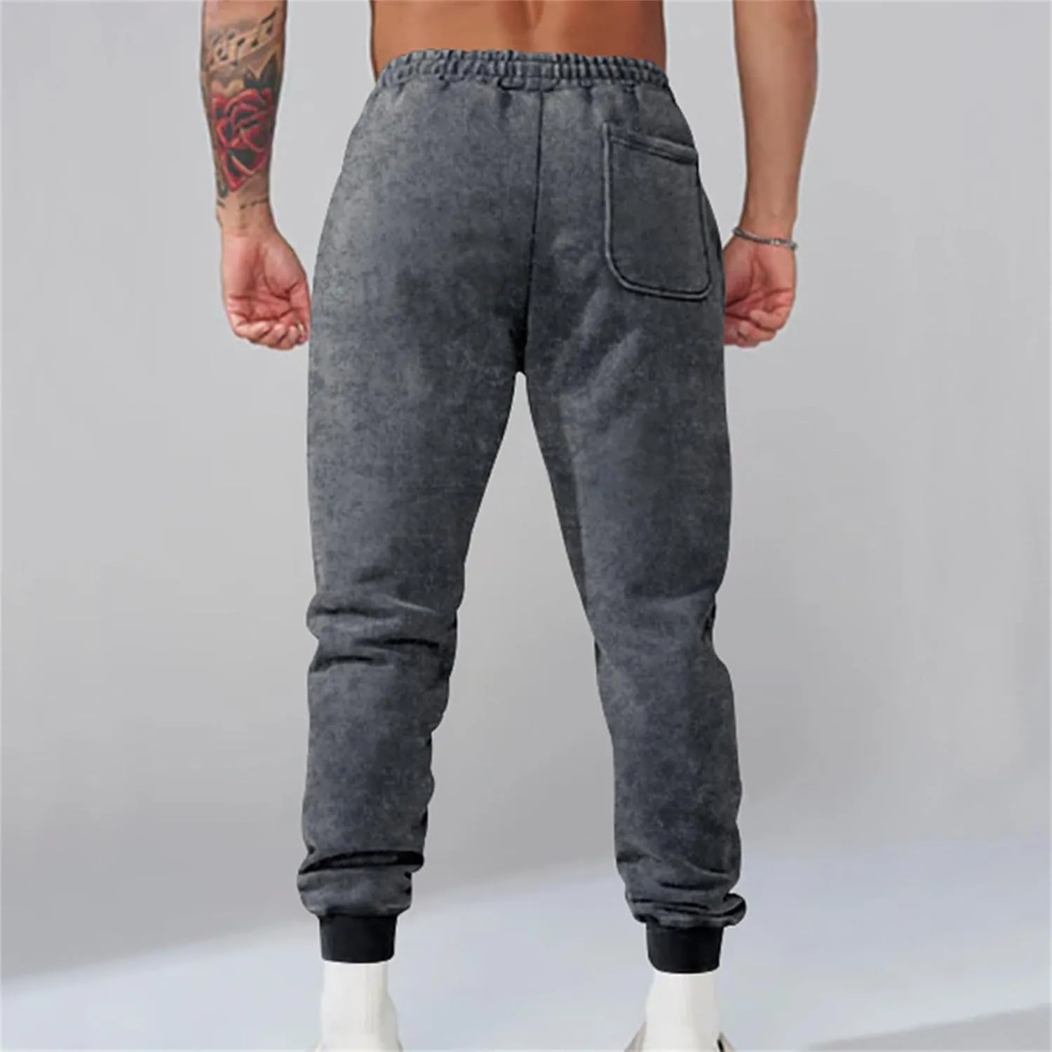 Mens Fleece Hiking Sweatpants Slim Stretchy Track Pants with Drawstring Closure for Casual Sports Athletic Jogging Activities