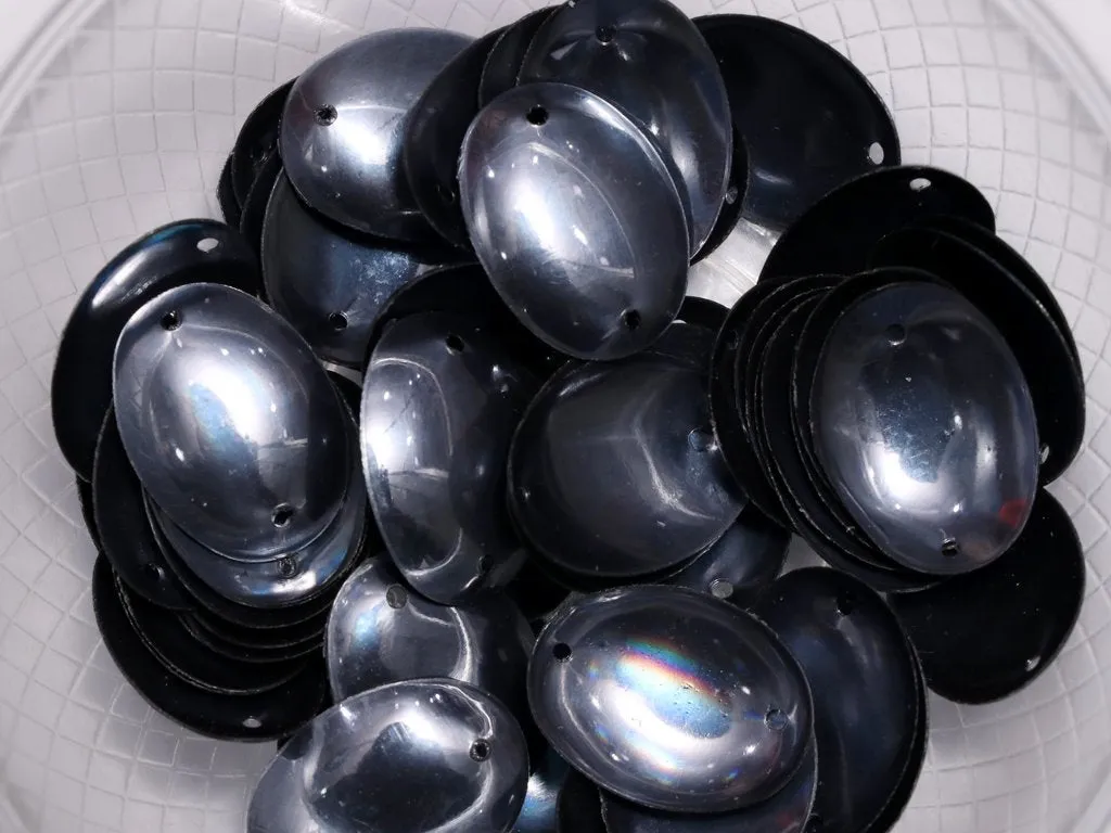 Mirror Gray Two Hole Oval Plastic Sequins(Wholesale)