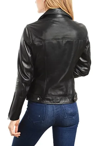 REED EST. 1950 Women's Jacket Genuine Lambskin Leather Biker Fashion Coat - Imported