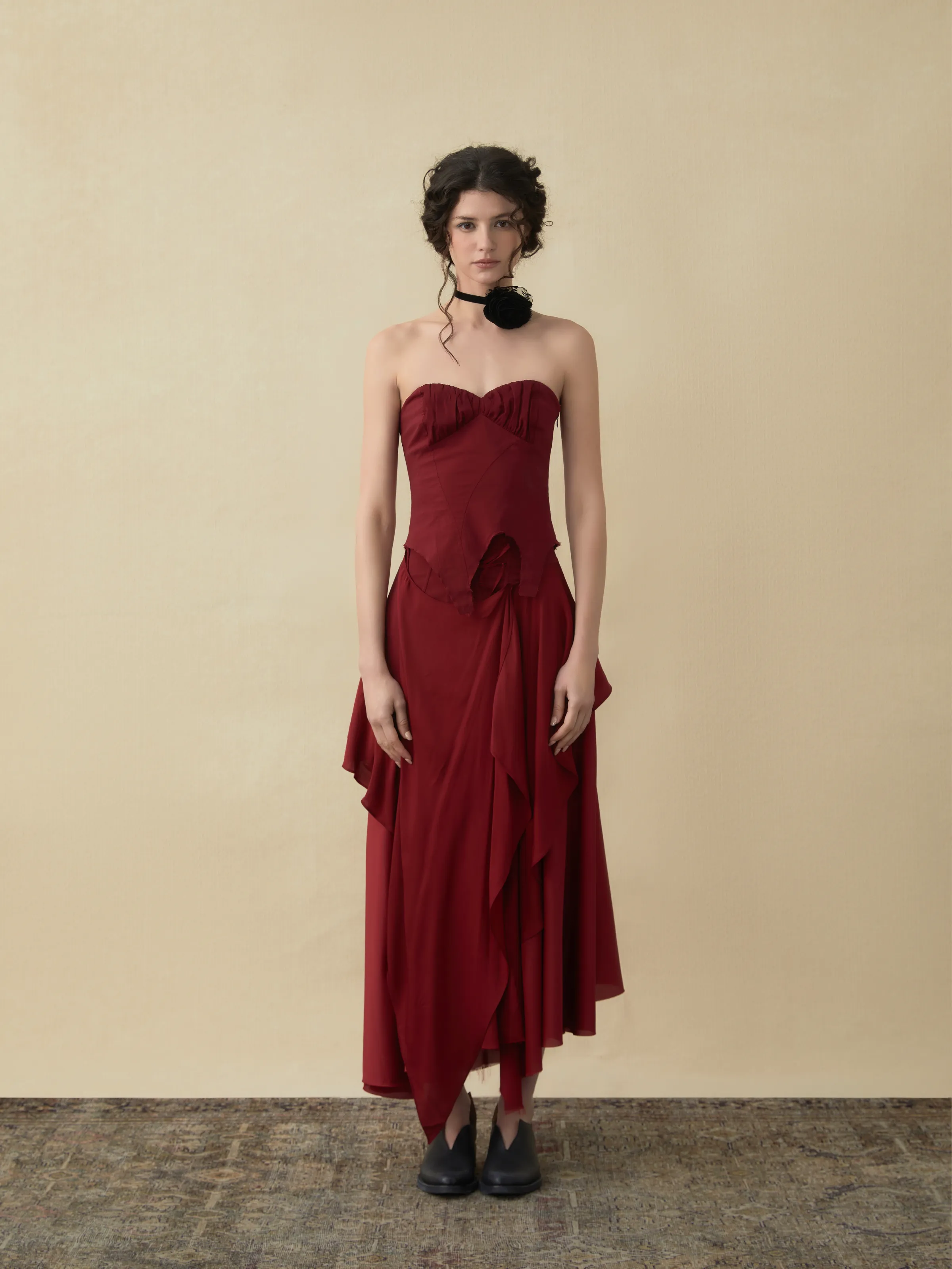 Rose Folded Layers Tube Top