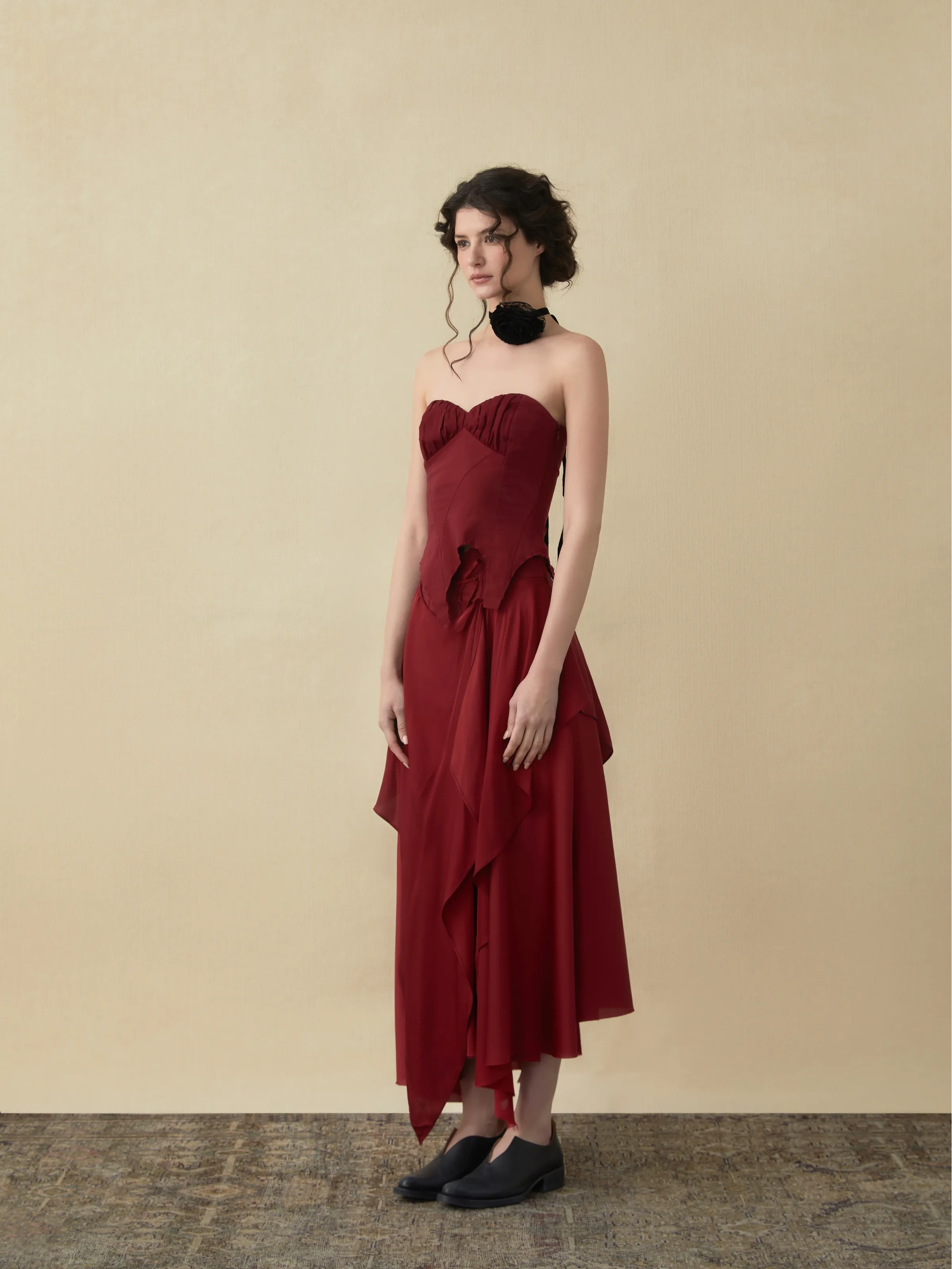 Rose Folded Layers Tube Top
