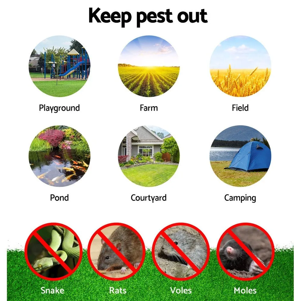 Set of 10 Solar LED Snake Repeller Multi Pulse Plus Ultrasonic Pest Rodent Repellent
