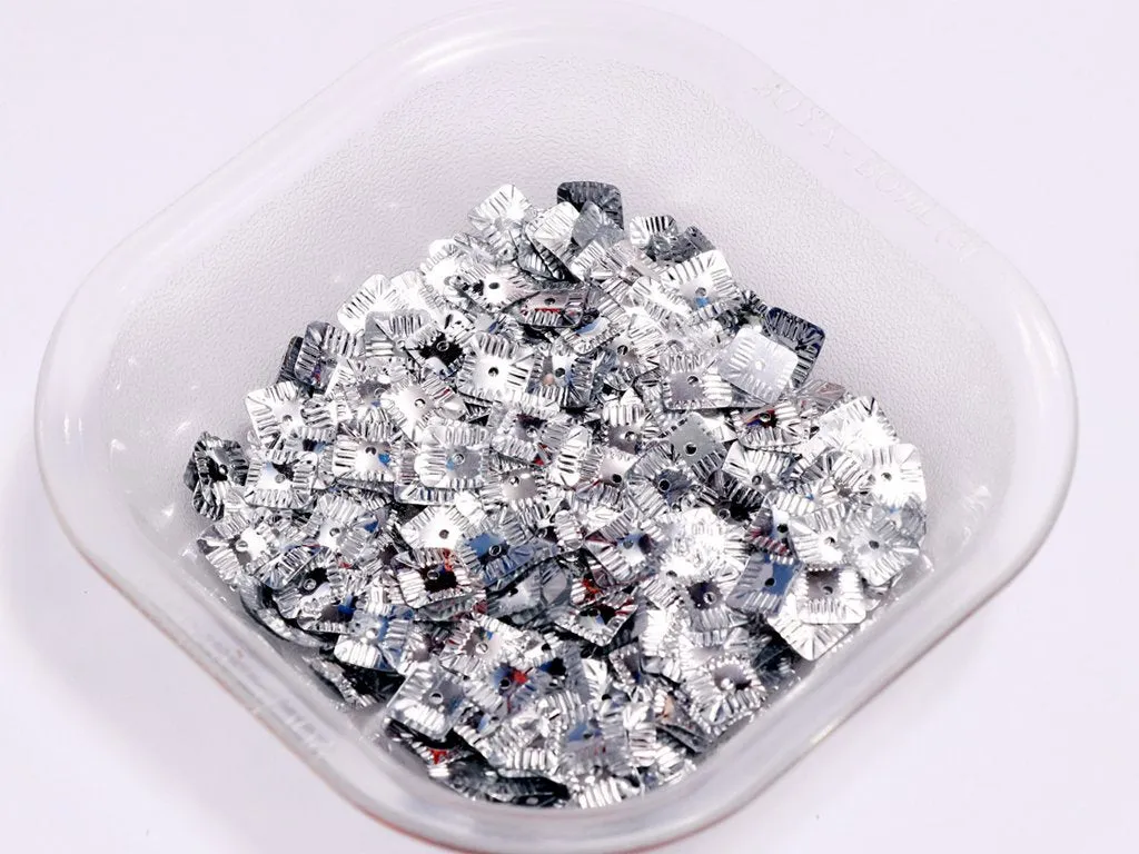 Silver Center Hole Square Plastic Sequins(Wholesale)