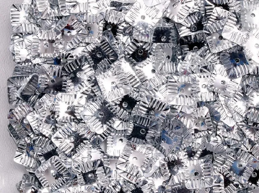 Silver Center Hole Square Plastic Sequins(Wholesale)