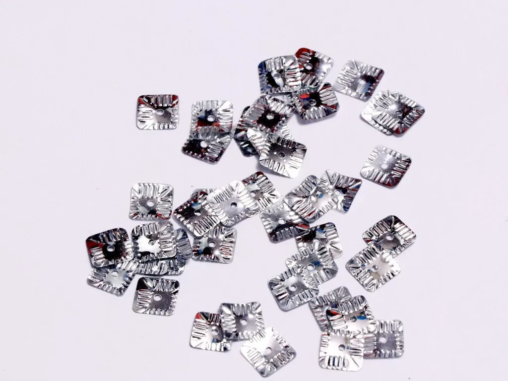 Silver Center Hole Square Plastic Sequins(Wholesale)