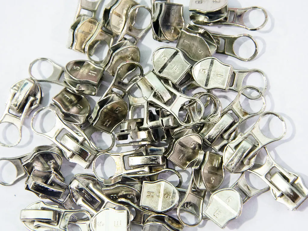 Silver Nickel Zipper Sliders / Pull Tab