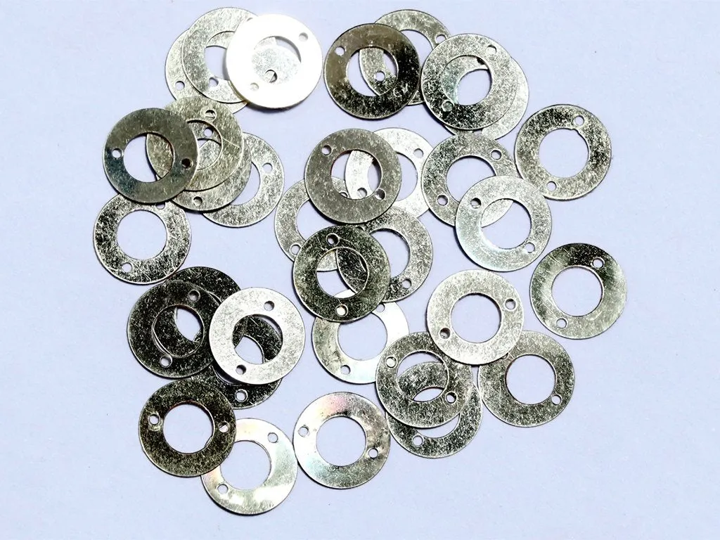 Silver Two Hole Ring Plastic Sequins- 14 mm(Wholesale)