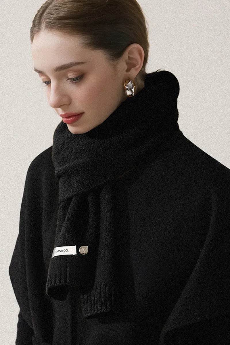 Soft 100 Wool Ribbed Knit Scarf