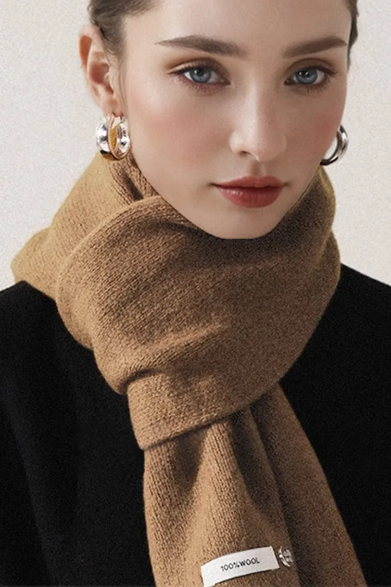 Soft 100 Wool Ribbed Knit Scarf