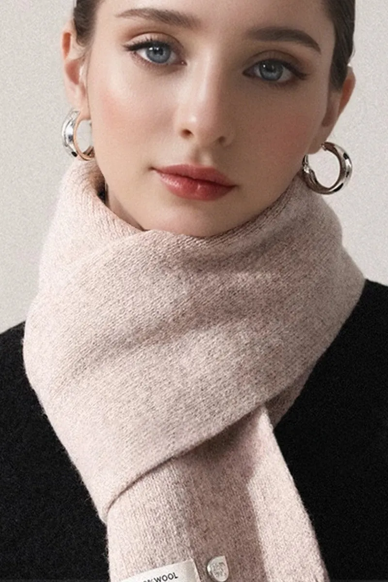 Soft 100 Wool Ribbed Knit Scarf