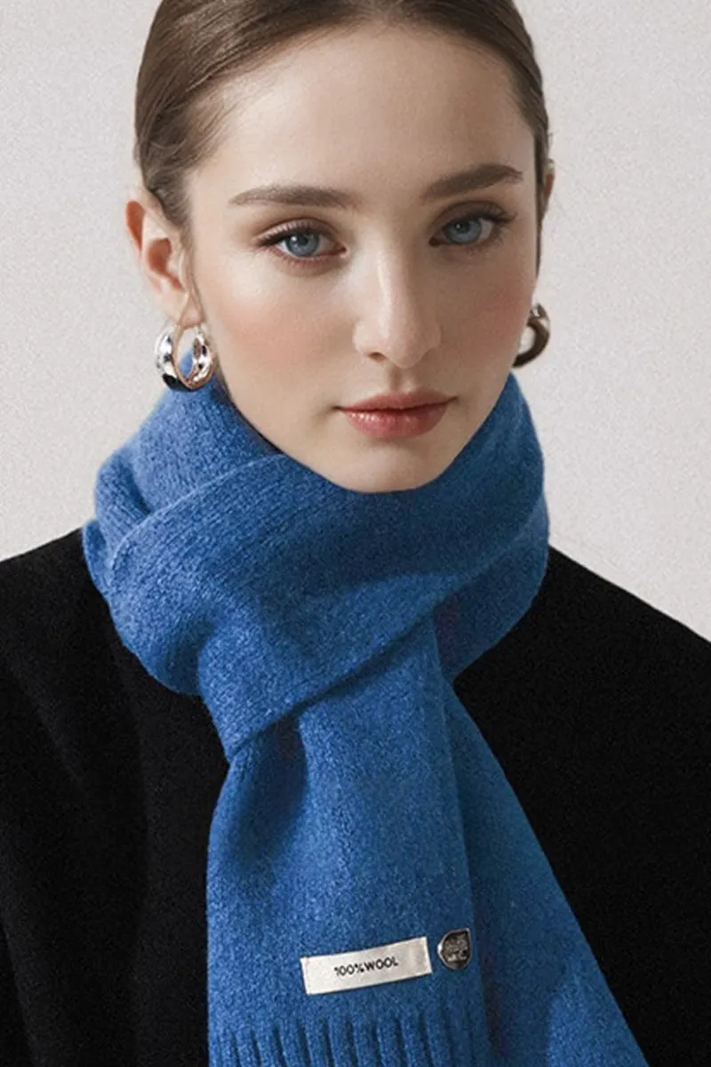 Soft 100 Wool Ribbed Knit Scarf