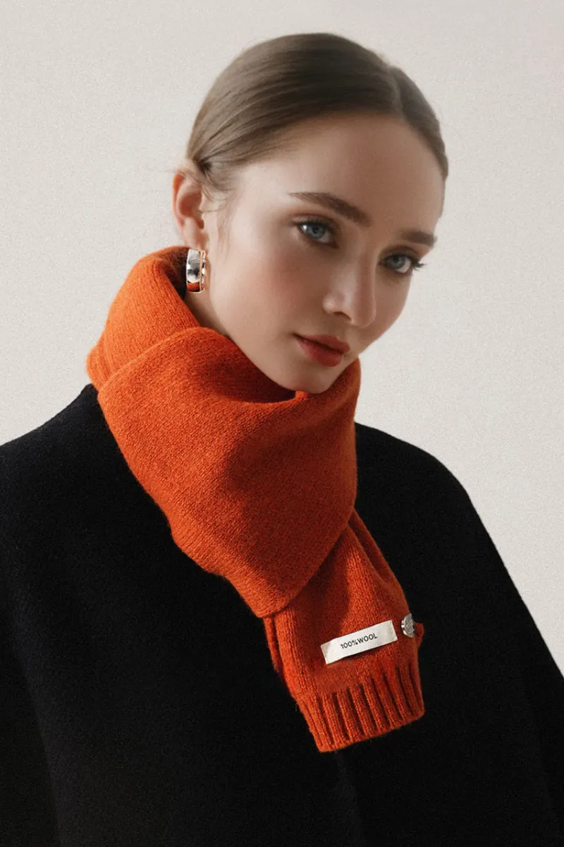 Soft 100 Wool Ribbed Knit Scarf